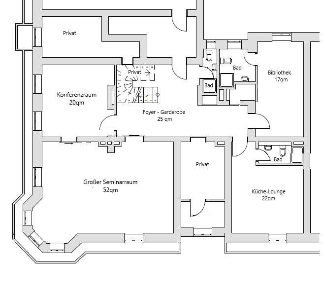 Grundriss Hubertusstrasse Seminarräume